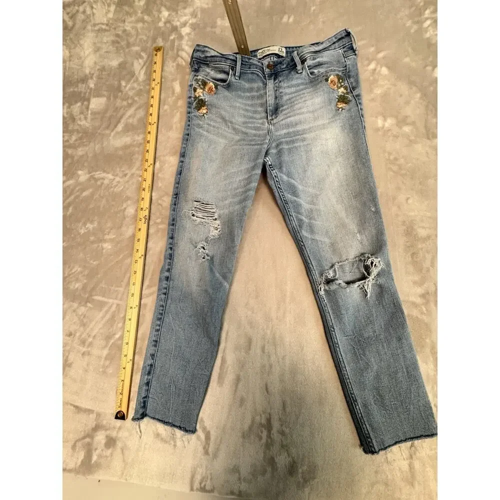 Cutest Embroidered Denim Jeans Womens Sz Super Skinny 12R W31x29L‎